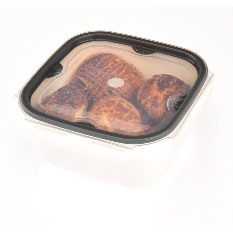 ΦΑΓΗΤΟΔΟΧΕΙΟ LOCK & FIT ΜΕ 4 ΑΣΦΑΛΕΙΕΣ ΤΕΤΡΑΓΩΝΟ ΛΕΥΚΟ M-1466 2,4L 20,5x20,5x10cm VIOSARP