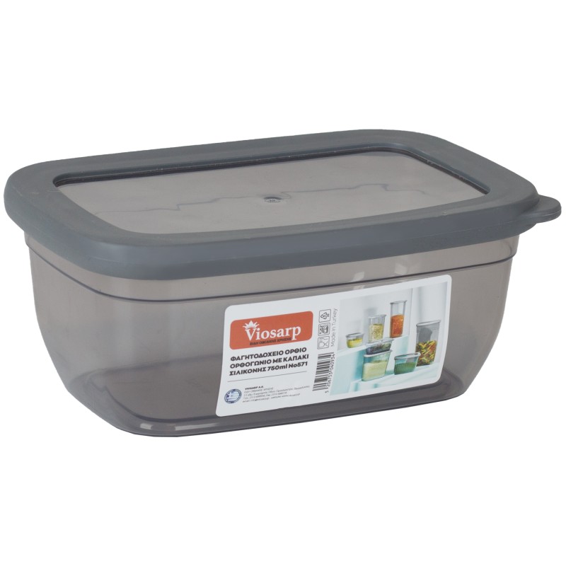 ΦΑΓΗΤΟΔΟΧΕΙΟ ΟΡΘΙΟ ΟΡΘΟΓΩΝΙΟ ΜΕ ΚΑΠΑΚΙ ΣΙΛΙΚΟΝΗΣ Nο571 750ml VIOSARP