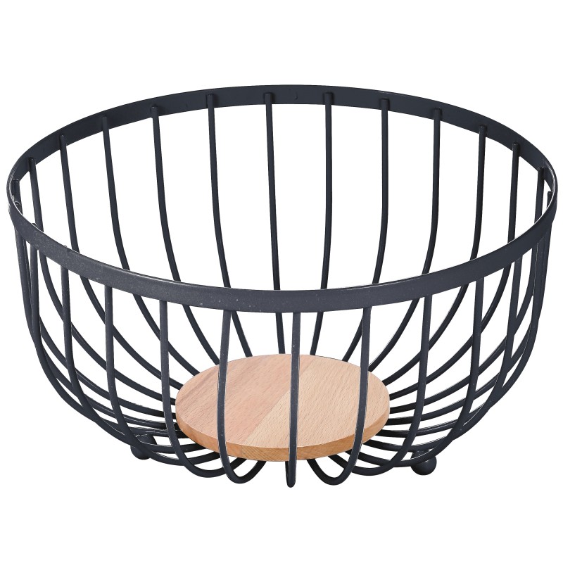 ΦΡΟΥΤΙΕΡΑ ΜΕΤΑΛΛΙΚΗ ΣΤΡΟΓΓΥΛΗ ΜΕ ΞΥΛΙΝΗ ΒΑΣΗ 25x13cm W6434-2A