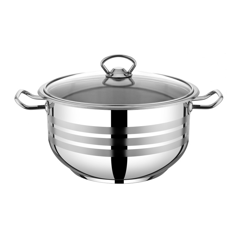 ΚΑΤΣΑΡΟΛΑ ΠΡΟΣΦΟΡΑ ΑΝΟΞΕΙΔΩΤΗ ΒΑΘΕΙΑ ΜΕ ΓΥΑΛΙΝΟ ΚΑΠΑΚΙ 26x16cm 8L VIOSARP