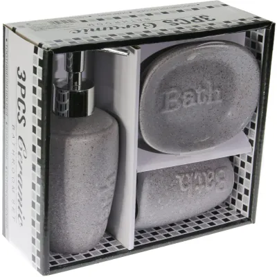 ΣΕΤ ΜΠΑΝΙΟΥ 3ΤΜΧ ΚΕΡΑΜΙΚΑ ΑΞΕΣΟΥΑΡ VC1970 ΣΧΕΔΙΟ ΠΕΤΡΑ