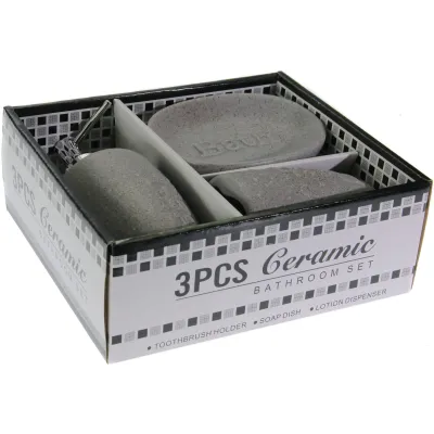 ΣΕΤ ΜΠΑΝΙΟΥ 3ΤΜΧ ΚΕΡΑΜΙΚΑ ΑΞΕΣΟΥΑΡ VC1970 ΣΧΕΔΙΟ ΠΕΤΡΑ