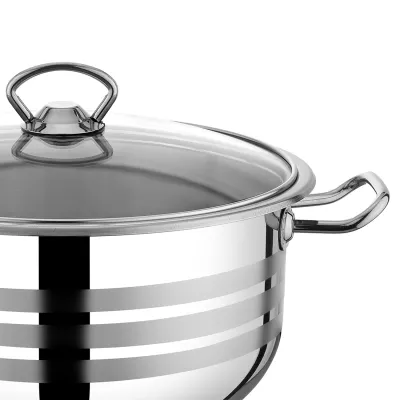 ΚΑΤΣΑΡΟΛΑ ΠΡΟΣΦΟΡΑ ΑΝΟΞΕΙΔΩΤΗ ΒΑΘΕΙΑ ΜΕ ΓΥΑΛΙΝΟ ΚΑΠΑΚΙ 26x16cm 8L VIOSARP